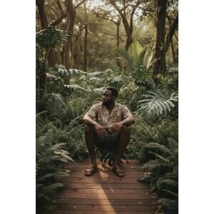 NWT Peppermint Bay Men's XXL Tan PIneapples All Over Print Short Sleeve Shirt